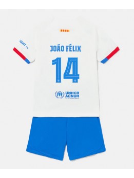 Barcelona Joao Felix #14 Replika Borta Kläder Barn 2023-24 Kortärmad (+ byxor)